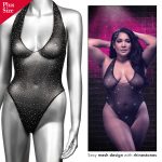 Radiance Deep v Body Suit - Queen - Black - Image 2