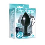 The 9's the Silver Starter Anodized Bejeweled Stainless Steel Plug - Aqua