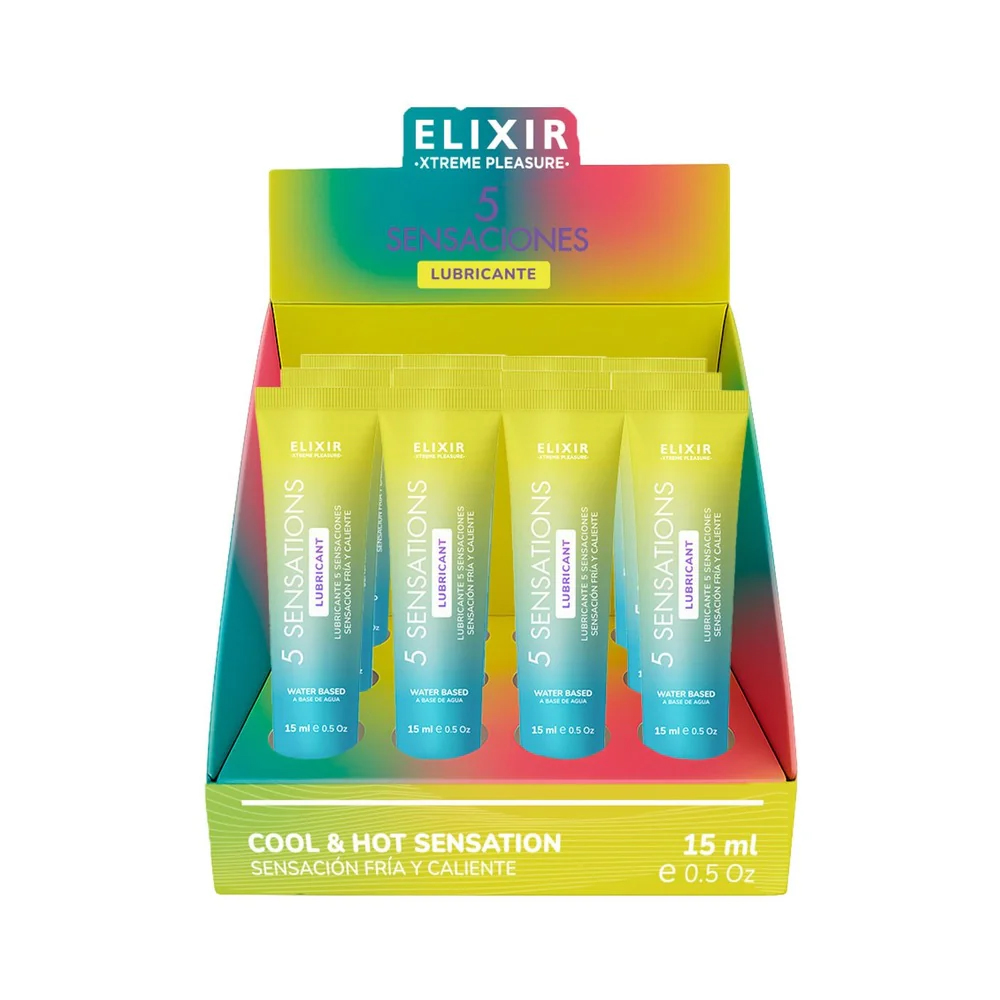 Ym5JT2r0 Elixir 5 Sensations Lubricant 15ml 0.5 Fl Oz - 12pc Display - Image 1