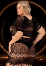 2 Piece Crop Top and Skirt Set - Queen Size - Black - Image 2