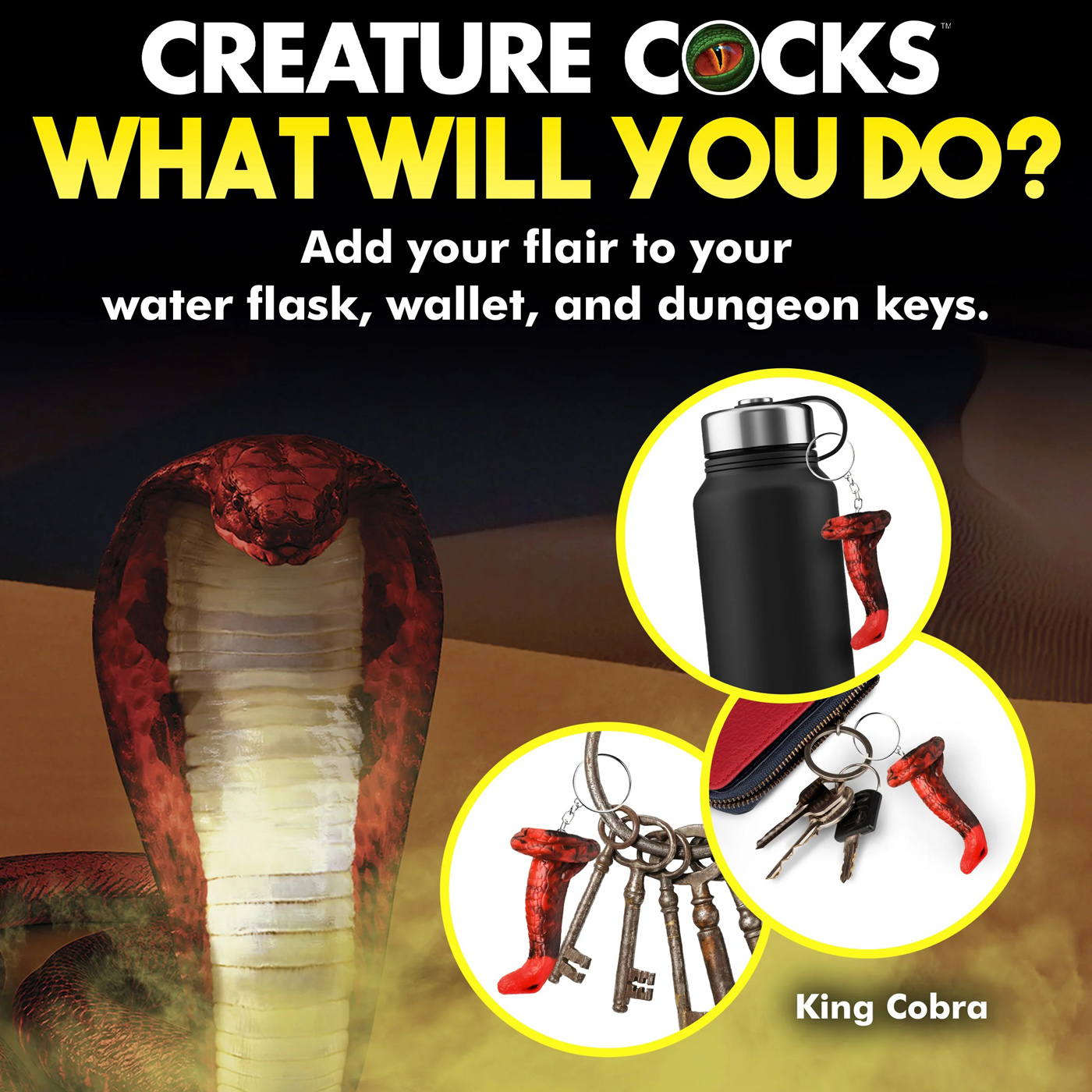 ZkpDwns14kkZXAQVVPcBdsFavydyCaV5 King Cobra Keychain - Red - Image 1