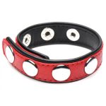 Cock Gear Leather Speed Snap Cock Ring - Red - Image 2