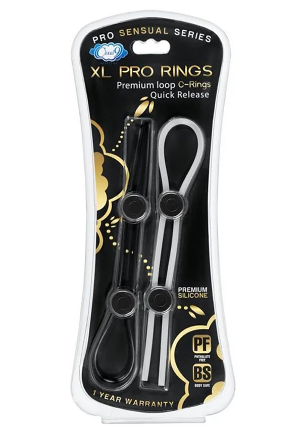 ZxtarOie Cloud 9 Pro Sensual XL Cock Ring 2-Pack - Black/white - Image 1