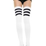 Athletic Ribbed Thigh Highs - One Size - White