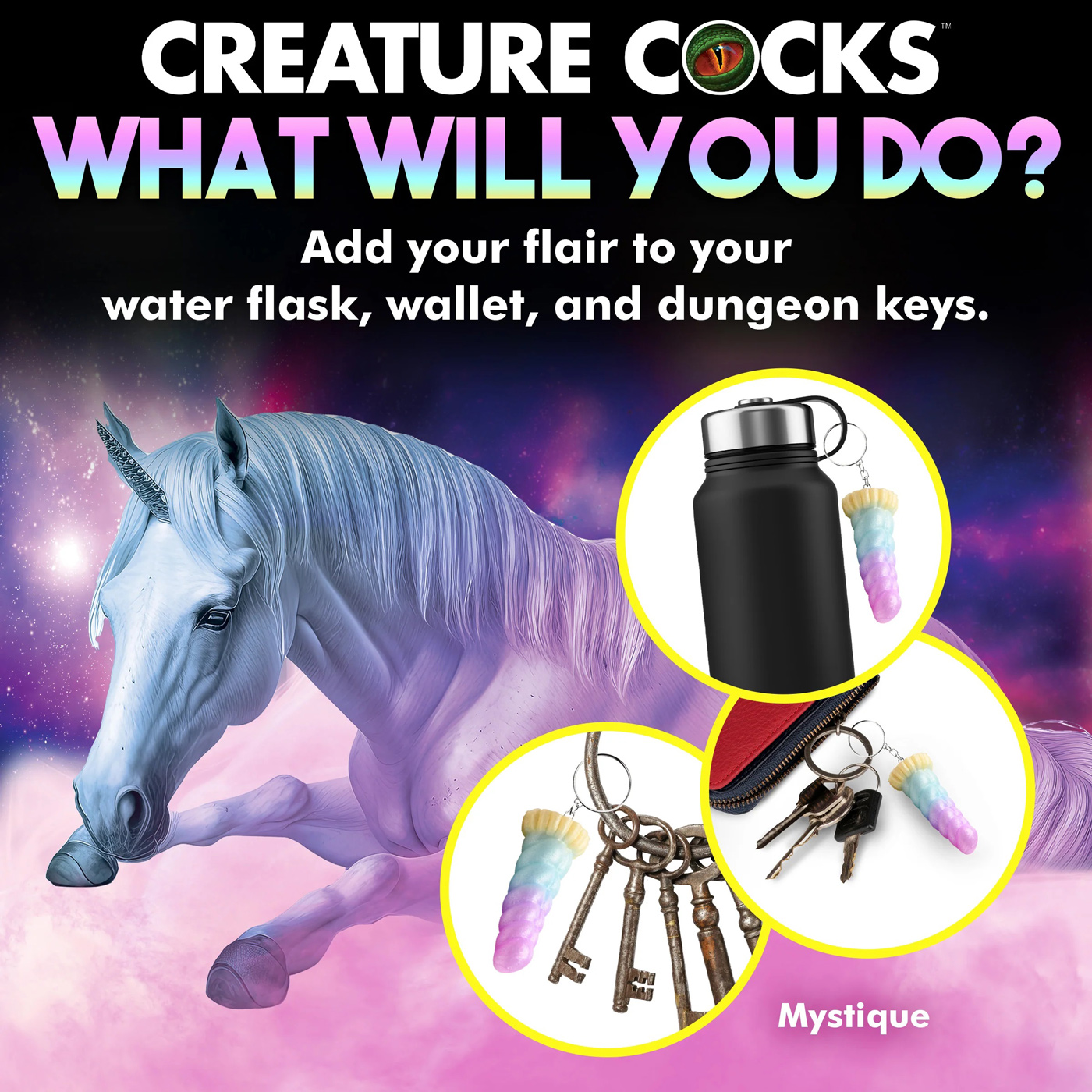 a8I8HrJIPqkF7So7velBzRJWdXzjw3f8 Mystique Unicorn Keychain - Image 1