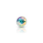 Clear Iridescent Round Gem Silver Metal Plug - Md - Image 3
