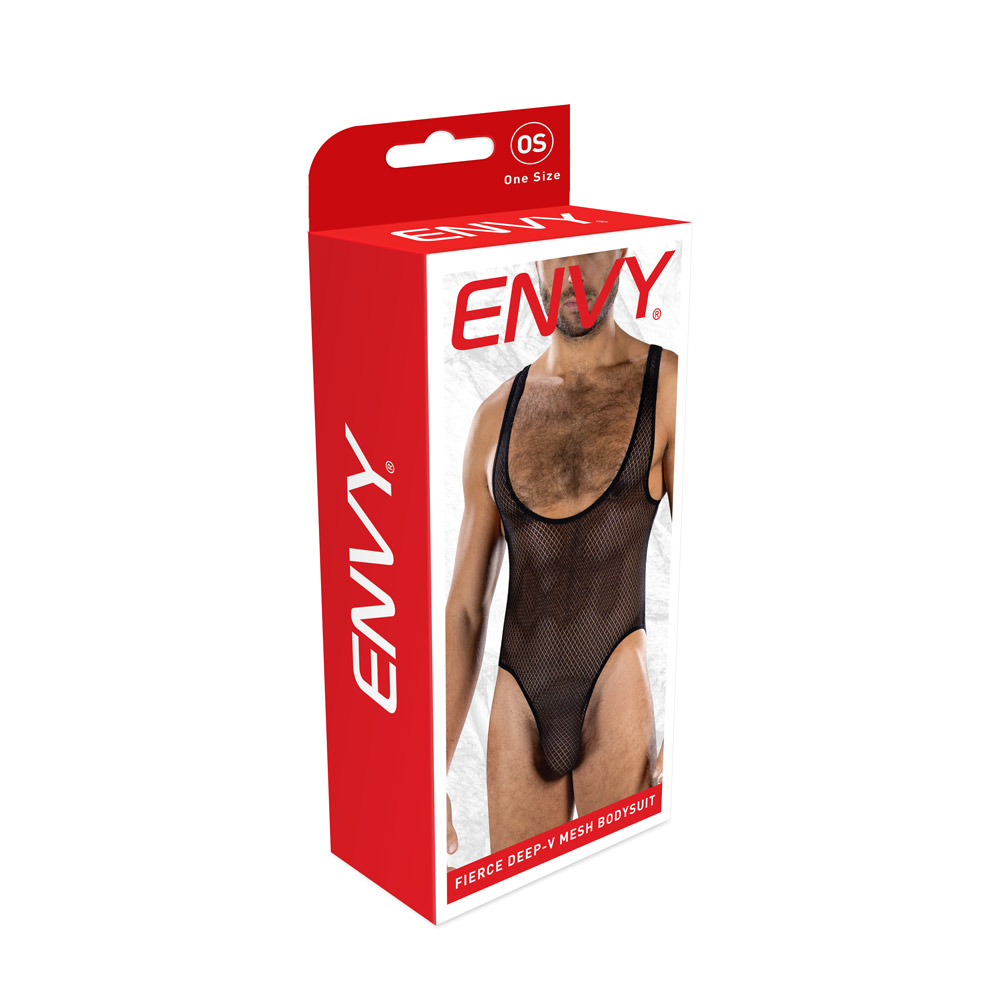 aRReF3p6 Fierce Deep v Mesh Bodysuit - Os - Black - Image 1