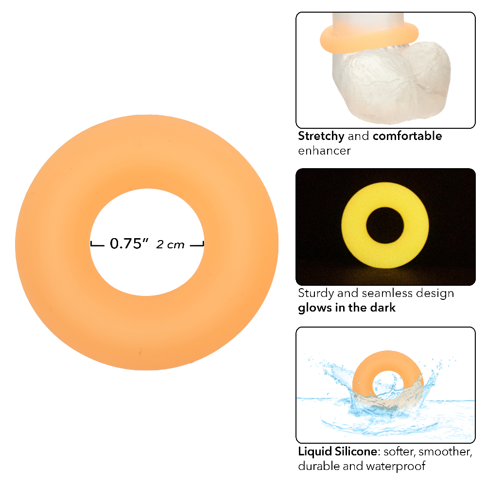 aS6ZFOfNhcUGBtEEmtoEnZkQZtps0TTW Alpha Glow-in-the-Dark Liquid Silicone Prolong Medium Ring - Orange - Image 1
