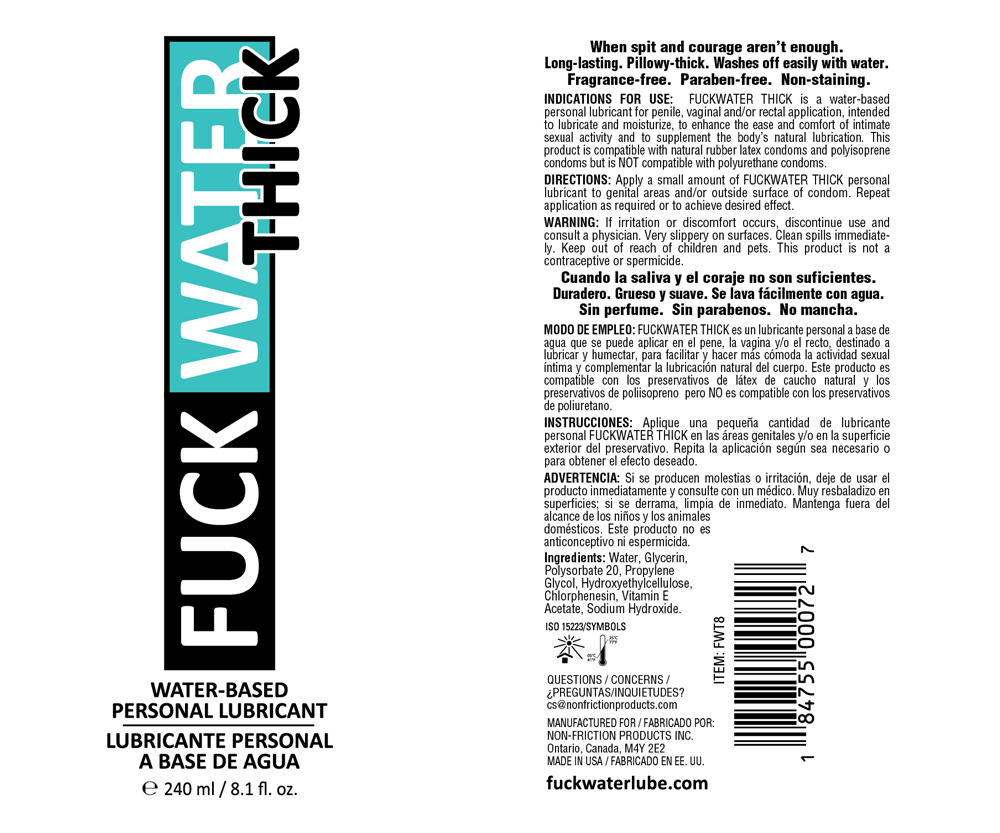 aZTgTXTS Fuck Water Thick 8oz Clear Water Based Lubricant - Image 1