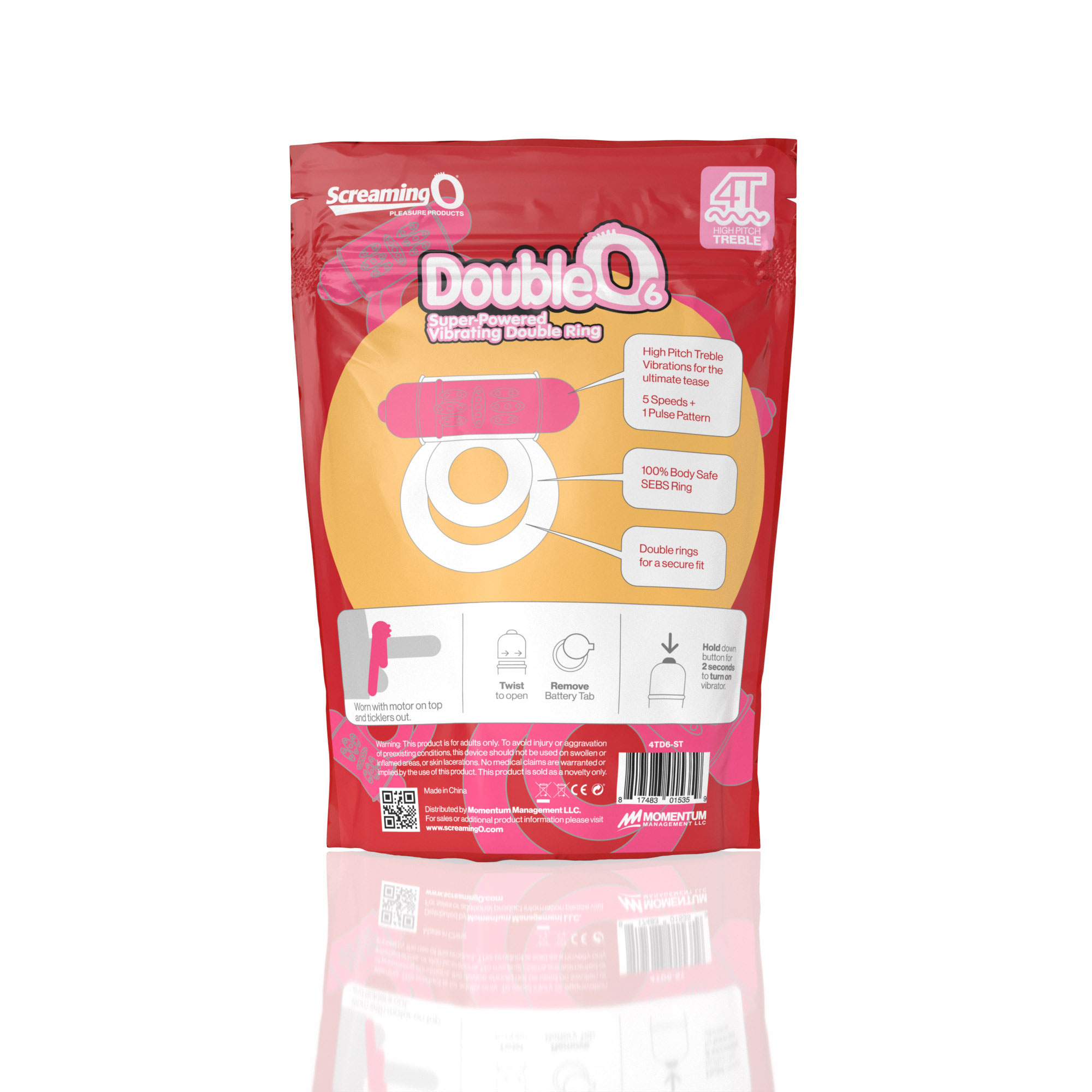 acMyKJKsiGzz0v6LXWD2BGspF4FIpHEx Screaming O 4t - Double O 6 Super Powered Vibrating Double Ring - Strawberry - Image 1