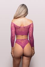 Your Desire Long Sleeve Top and Panty - Os - Magenta - Image 2