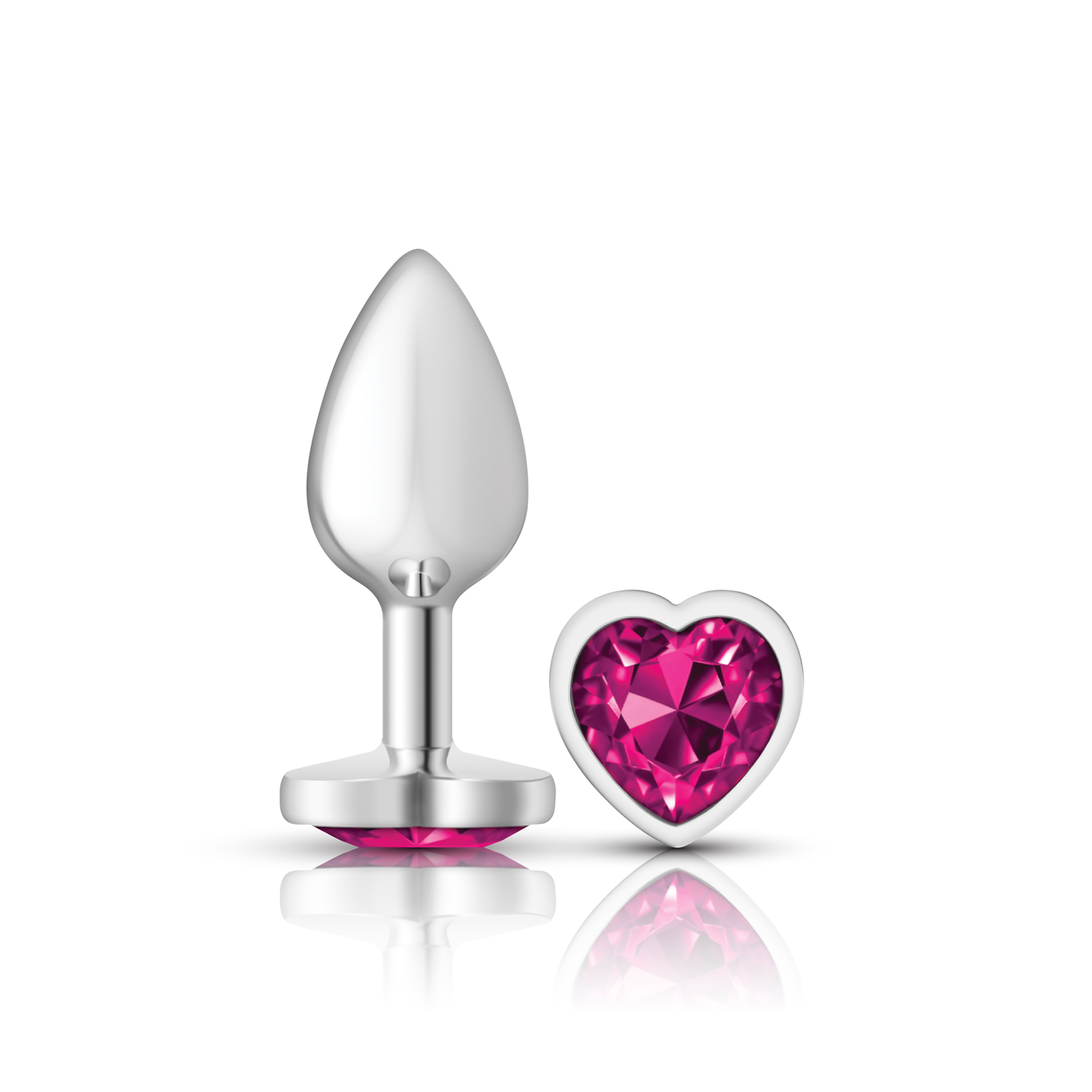 bj21qUqEXie1M9LTy97GBHYgYxIEc3cD Bright Pink Heart Gem Silver Metal Plug - Sm - Image 1