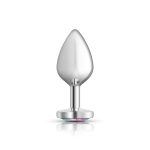 Clear Iridescent Heart Gem Silver Metal Plug - Md - Image 4