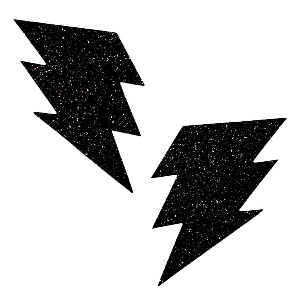 cQujYLVILbouSSufs6irHIc8lXoCQrFj Black Malice Glitter Lightning Bolt Nipztix Pasties - Image 1