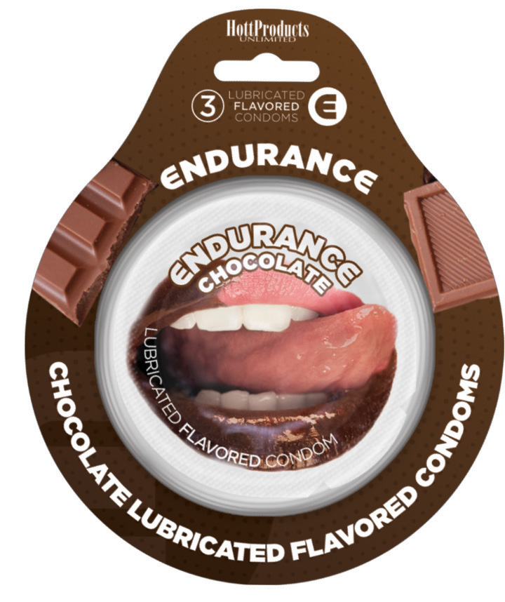 cvHSQfgbA28ZoybEObvFA8uziBKTSUiE Endurance Condoms - Chocolate -3 Pack - Image 1