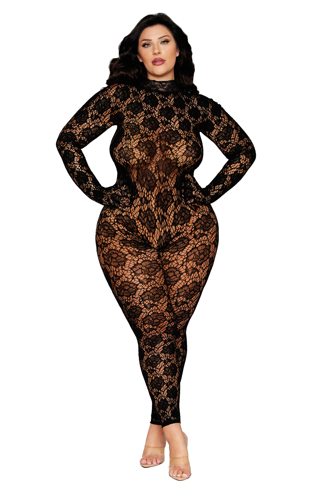 cyiHWR0e Gloved Bodystocking Dmnd - Queen Size - Black - Image 1