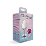 Bright Pink Heart Gem Silver Metal Plug - Md - Image 4
