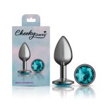 Teal Round Gem Gunmetal Metal Plug - Sm - Image 5