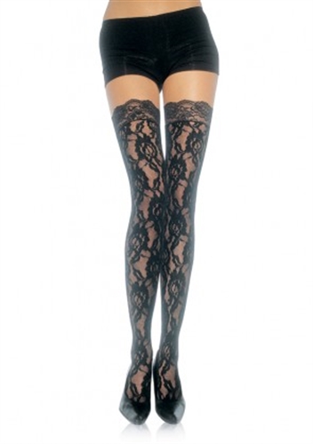 e15fdc7fceb227df4055706f6bef6717 Lace Top Lace Thigh Highs - One Size - Black - Image 1