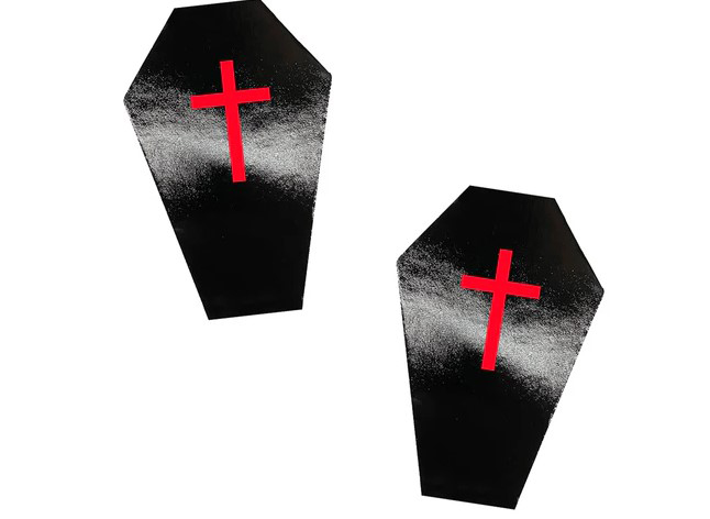 e68HZOjf Dom Squad Wet Vinyl Black Coffin Nipple Cover Pasties - Image 1