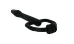 Silicone Cum Thru D Ring Penis Plug - Black - Image 2