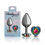 Rainbow Heart Gem Gunmetal Metal Plug - Md - Image 3