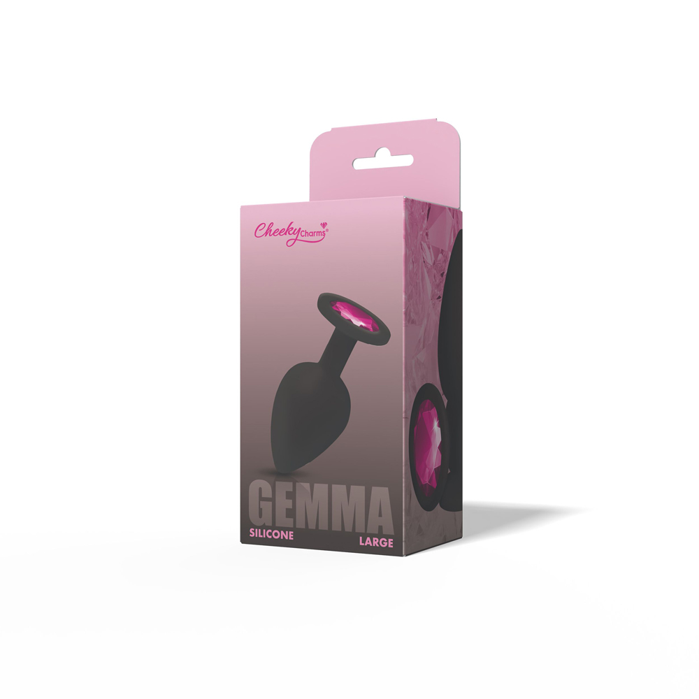eWA3tLly Gemma Pink Gem Black Silicone Plug - Large - Image 1