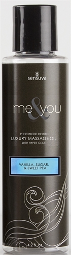 efd767f29a97940a934aa1073c41e2f2 Me and You Massage Oil - Vanilla Sugar and Sweet Pea - 4.2 Oz. - Image 1