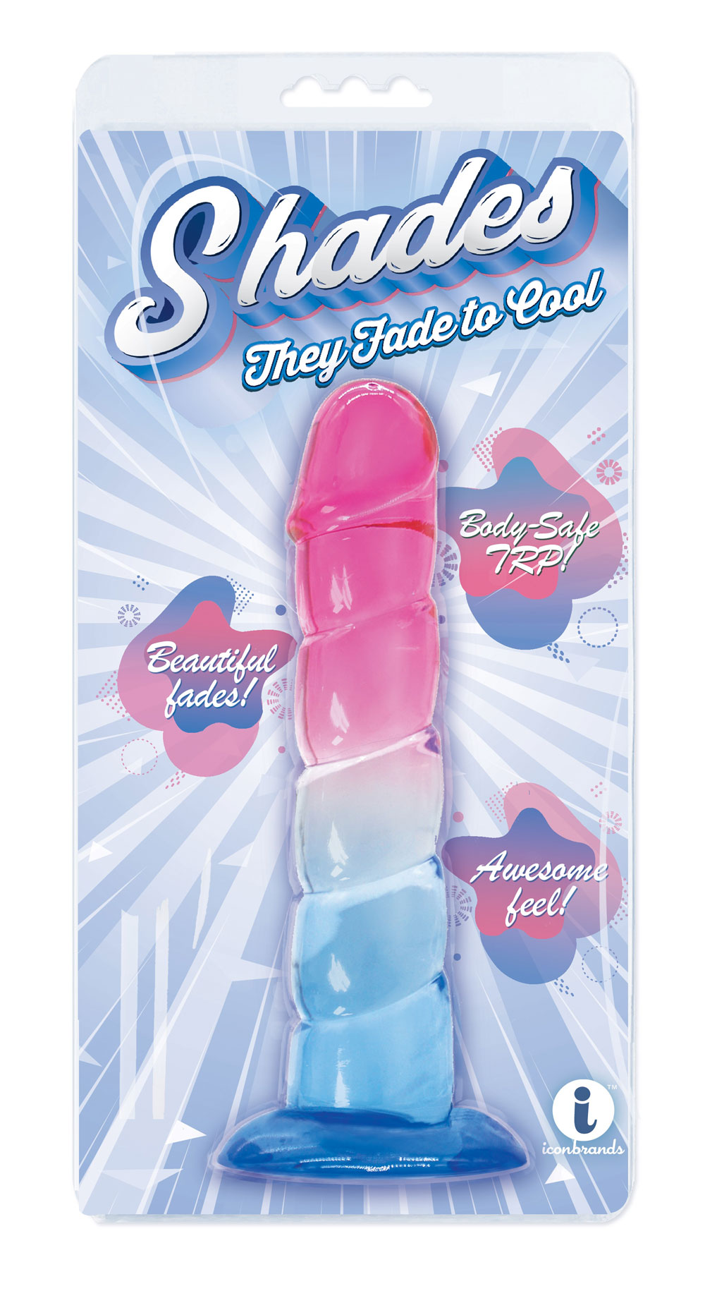 f1LQHm2Cj6iDVRJvDVm6bBAIg8SM6EdD Shades, 7.5" Swirl Jelly Tpr Gradient Dong - Pink and Blue - Image 1