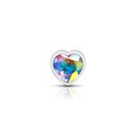 Clear Iridescent Heart Gem Silver Metal Plug - Md - Image 3