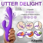 Tri-Flick Flicking Silicone Rabbit Vibrator - Purple - Image 2