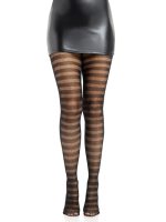 Cosima Striped Net Tights - Os - Black - Image 2