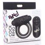 Bang - Silicone Cock Ring and Bullet With Remote Control - Black