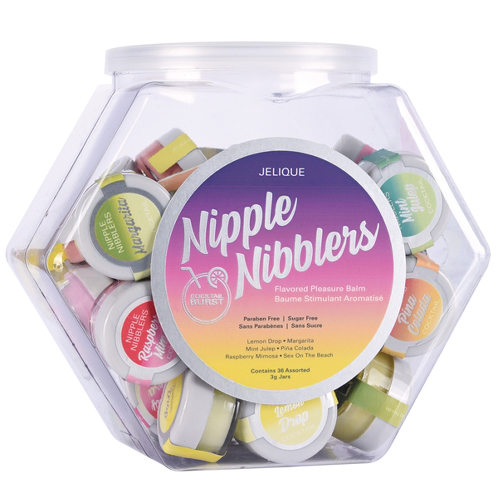gBfy6f3BrND2VbDO5CIrrI6JdxUNKdog Nipple Nibblers Cocktail Pleasure Balm Assorted - 36 Pc Bowl - 3g Jar - Image 1