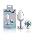 Clear Iridescent Heart Gem Silver Metal Plug - Md - Image 5