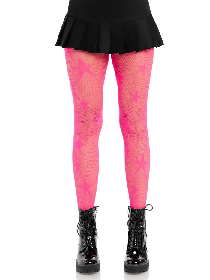gb87uQ6s Star Net Tights - Os - Neon Pink - Image 1
