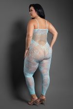 Dream of Me Footless Open Crotch Bodystocking - Queen - Light Blue - Image 2