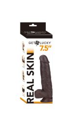 Get Lucky Real Skin 7.5" Dual Layer Dildo Dark Brown - Image 3