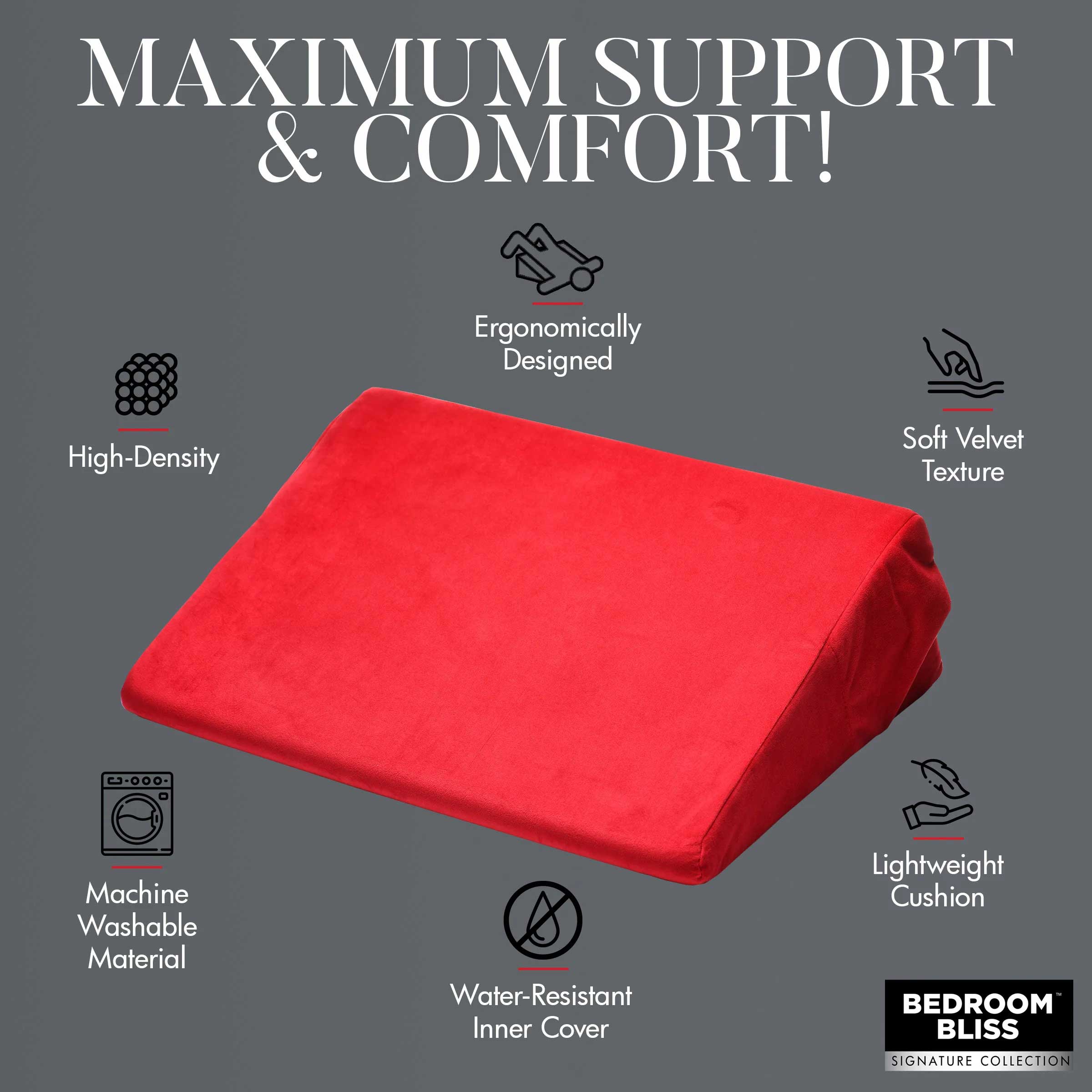 iDN2f4rGLl0DcqnP7YejbZ9CSrOkha1J Love Cushion Small Wedge Pillow - Red - Image 1