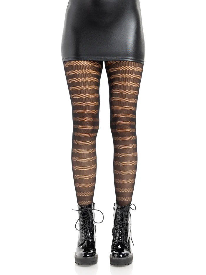 iIIBAwQV Cosima Striped Net Tights - Os - Black - Image 1
