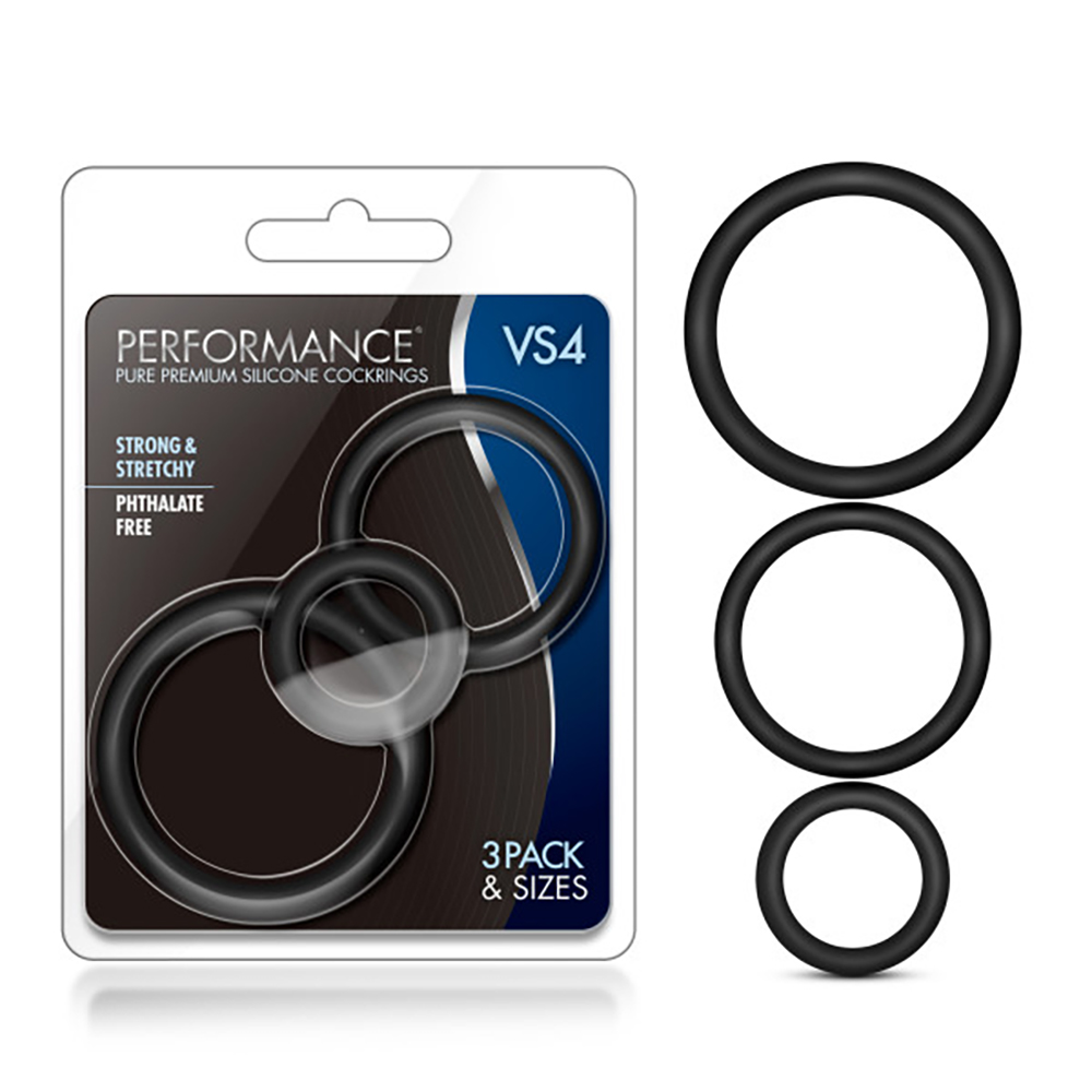 iK3B8uvIShQhLbXR1GbbL532QR52vhK6 Performance - Vs4 Pure Premium Silicone Cockring Set - Black - Image 1