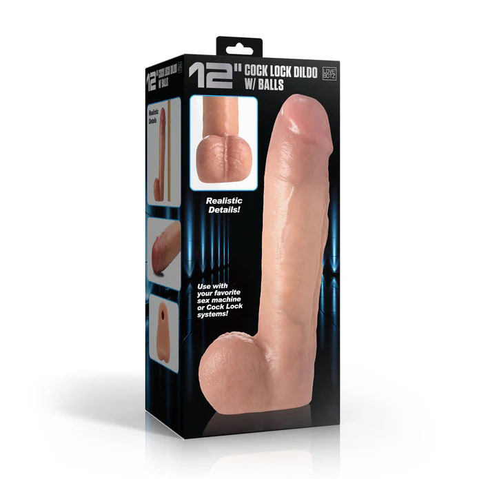 iOVXH68P 12" Cock Lock Dildo With Balls - Light - Image 1