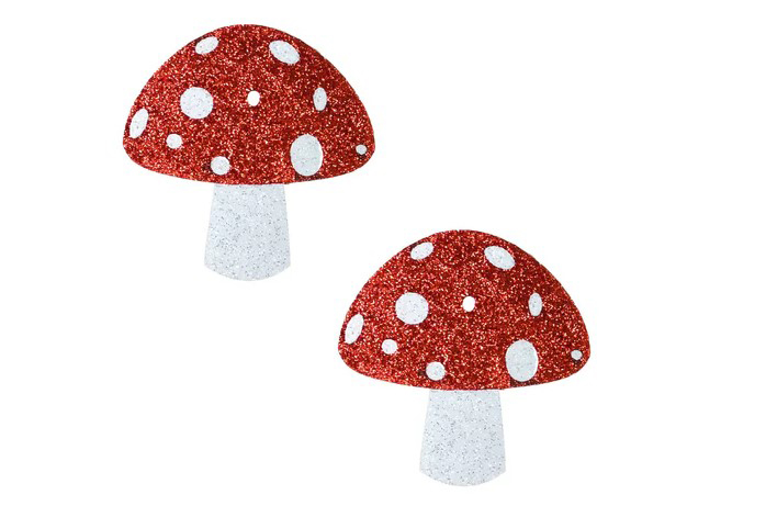 iT4RS7HB Almost Emoji Sparkly Red Shroom Nipple Cover Pasties - Image 1