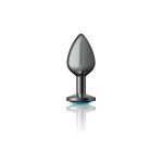 Teal Round Gem Gunmetal Metal Plug - Md - Image 2
