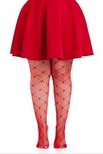 Plus Valentina Heart Net Tights - 1x 2x - Red - Image 2