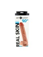 Get Lucky Real Skin 9" Dual Layer Dildo Beige - Image 4