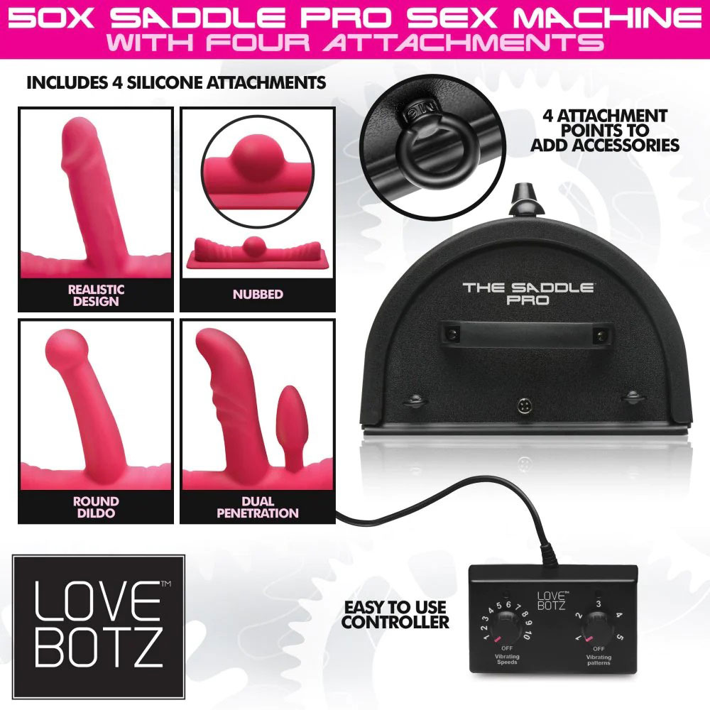 jHK8QYZMothjHnFY2tPCOG9YAkXkyQEe Love Botz 50x Saddle Pro Sex Machine With 4 Attachments - Image 1