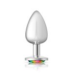 Rainbow Round Gem Silver Metal Plug - Lg - Image 4