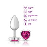 Bright Pink Heart Gem Silver Metal Plug - Md - Image 10
