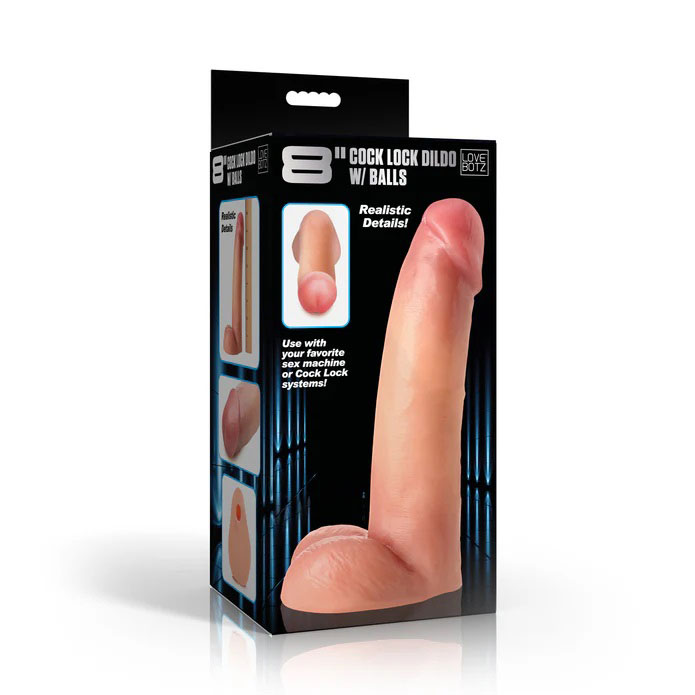 jbJ0LFYI 8" Cock Lock Dildo With Balls - Light - Image 1